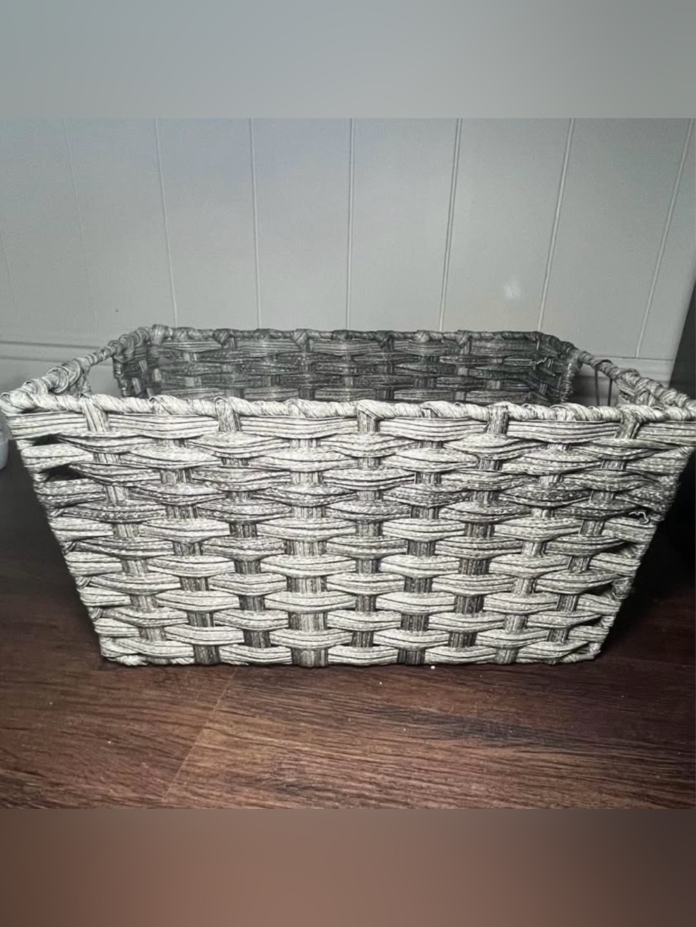 RGI Woven Decorative Storage Basket in Gray indoor/outdoor. 14 W 9 1/2 D SKU52